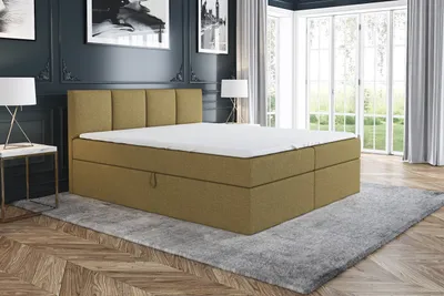 Produktbild von Boxspringbett RAFI 120x200 mit 2 Bettkästen, Bonell-Matratze und Topper. Farbe: Hellbraun