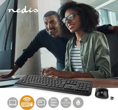 Produktbild von Maus und Tastatur-Set | Wireless | Maus- und Tastaturverbindung: USB | 800 / 1200 / 1600 dpi | Einstellbar DPI | AZERTY | FR-Layout