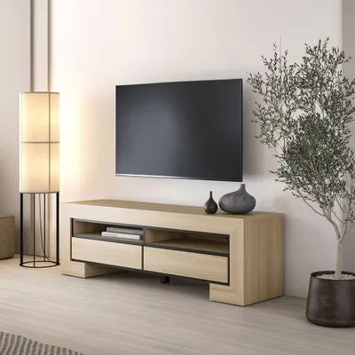 Produktbild von Wohnzimmermöbel in Eiche modern mit Lowboard & Couchtisch, 2-teilig - CERIALE-83