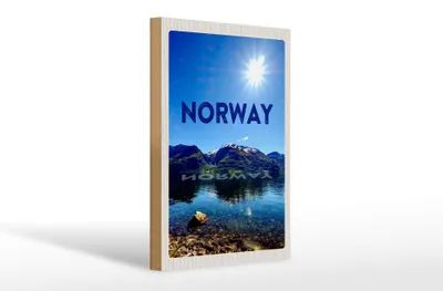 Produktbild von Holzschild Reise 20x30cm Norwegen Meer Strand Europa Gebirge