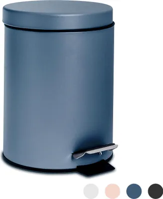 Produktbild von Harbour Housewares Runder Badezimmer-Treteimer – 3 Liter – Mattblau