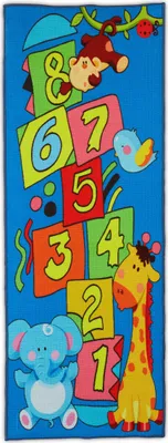 Immagine prodotto di Tappeto per bambini Relaxdays "Hüpfkästchen", tappeto da gioco con motivi di animali, 179 x 67 cm, tappeto per il gioco "Himmel und Hölle", colorato