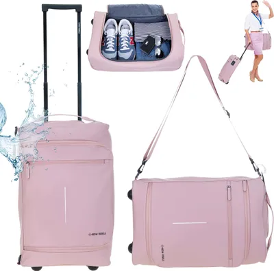 Produktbild von Trolley Handgepäck New Rebels Harper Pro mit Schultergurt Koffer Reisegepäck luggage bag 50 cm, 30 L Trolly Reisetasche Rollen IATA Flug Reise Gepäck Mädchen Damen Frauen 211017 70 Rosa DUsty Pink + Koffergurt bagboom®