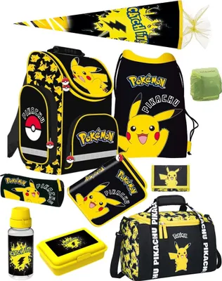 Produktbild von Pokemon Schulranzen Set 10-teilig mit Schultüte ergonomischer Tornister 1. Klasse mit Pokémon Pikachu Motiv