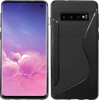 Produktbild von cofi1453® S-Line Hülle Bumper kompatibel mit Samsung Galaxy S10 G973F Silikonhülle Stoßfest Handyhülle TPU Case Cover Schwarz