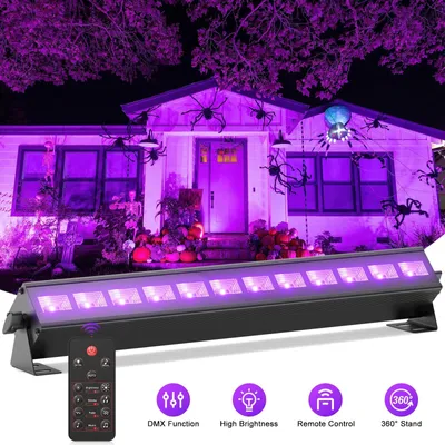 Produktbild von UV Schwarzlicht LED Bar - Wall Washer DMX Bühnenlicht - 12x10W UV - DMX512 8 Kanäle - Fernbedienung - Auto & Sound - 110–240V AC - EU‑Stecker 4er‑Set