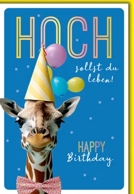 Produktbild von Geburtstag - Karte mit Umschlag - Giraffe mit Patyhut
