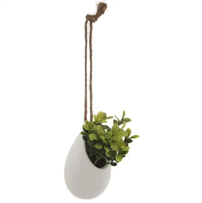 Zdjęcie produktu dla Sztuczne kwiaty w doniczce, wiszące na jutowym sznurku, 13 cm