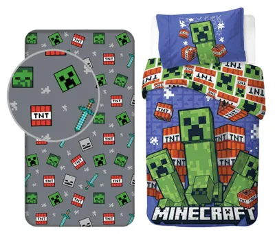 Produktbild von Minecraft-Schlafzimmer-Set; Bettbezug und Bettlaken