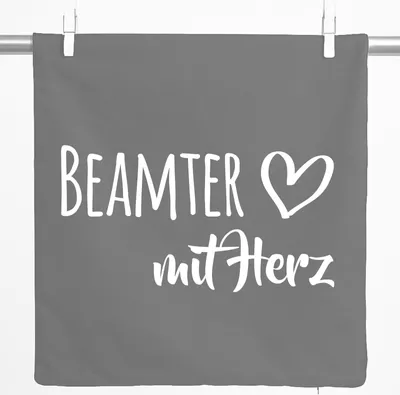 Produktbild von Huuraa Kissenbezug Beamter mit Herz 40x40cm Steel Grey Baumwolle Dekokissenbezug Geschenkidee