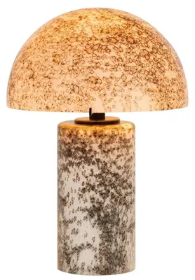 Produktbild von Casa Padrino Luxus Glas Tischleuchte Weiß / Grau H. 36 cm - Runde Schreibtischleuchte