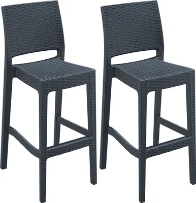 Produktbild von CLP 2er Set Barhocker Jamaica UV-beständig, wetterfest dunkelgrau
