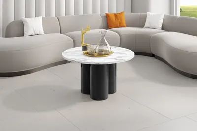 Produktbild von Design Couchtisch HRE-222 rund Hochglanz Wohnzimmer Tisch 80 x 50 cm