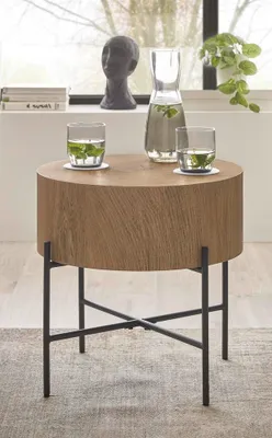 Produktbild von Couchtisch Manacor | rund | eichefarben / schwarz | 45x45x45