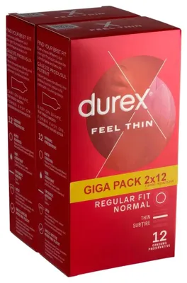 Image de Durex Feel Thin : préservatifs pour une sensation naturelle - paquet de 2 x 12 pièces