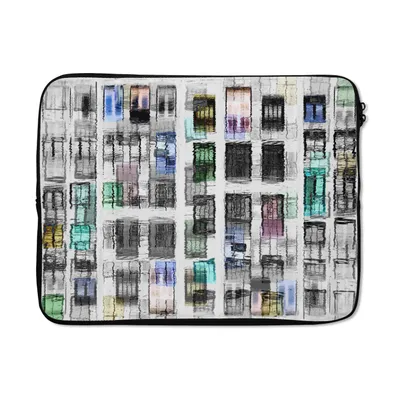 Produktbild von MuchoWow® Laptop Hülle 17 Zoll Laptoptasche Türen - Bunt - Abstrakt - Zipper - Schutzabdeckung