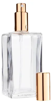 Zdjęcie produktu dla Atomizer szklany - Przezroczysty - 100 ml - Złota nakrętka