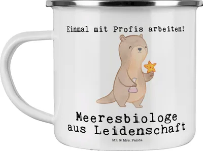 Produktbild von Mr. & Mrs. Panda Haferl Meeresbiologe Leidenschaft - Weiß - Geschenk, Lustig, Studium, Witzig, Pott, Outdoor Tasse, Emaille Becher, Teetasse, Kaffeepott, Spruch