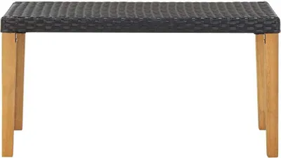 Zdjęcie produktu dla Ławka Ogrodowa, 120 Cm, Czarna, Polirattan I Drewno Akacjowe Lumarko!