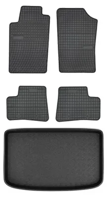 Image de Tapis en caoutchouc + bac de coffre pour Peugeot 206 1998-2010 (hayon) – 5 pièces, noirs, sur mesure