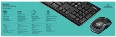 Zdjęcie produktu dla Logitech MK270, Pełnowymiarowy (100%), Bezprzewodowy, RF Wireless, QWERTY, Czarny, Dołączona myszka