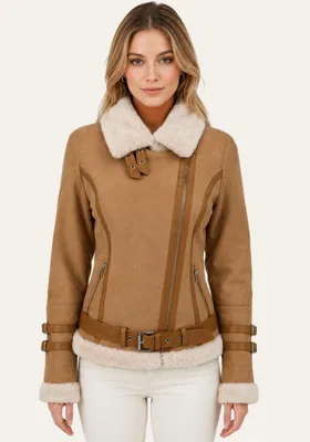 Produktbild von Lammfelljacke Melli Beese Beige - Größe: M