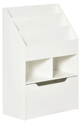 Produktbild von Kinderregal mit Schublade, Bücherregal mit Fächern, 60 x 29,9 x 90 cm, Weiß