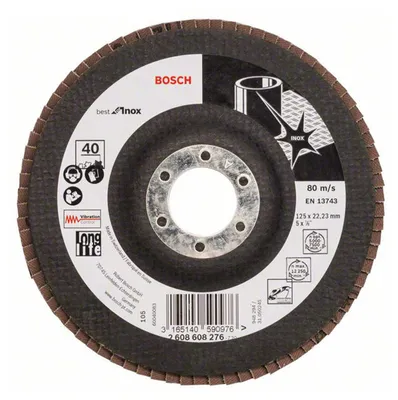Produktbild von Bosch Fächerschleifscheibe X581 Best for Inox gerade 125 mm 40 Glasgewebe 10 Stk