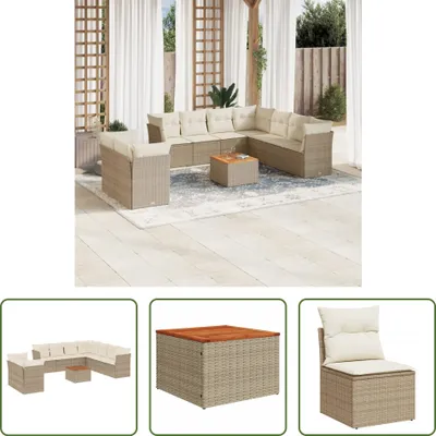 Produktbild von The Living Store 11-tlg. Garten-Sofagarnitur mit Kissen Beige Poly Rattan