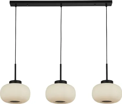 Produktbild von Hängeleuchte Metall Glas E27 H: max. 130 cm Schwarz Weiß 3-flammig länglich Retro Design Hängelampe