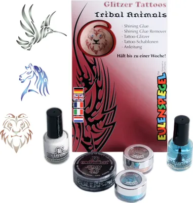 Produktbild von Glitzer Tattoo-Set Tribal Animals