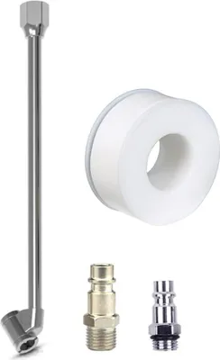 Produktbild von Ventilverlängerung Set, 1/4 Außengewinde-Schnellverbinder, Autoreifen-Schnellverbinder-Aufblasstange, Reifenfüllschlauch Messing Autoventil Adapter, für Auto,Fahrrad,Motorrad,Kompressor