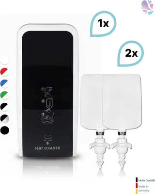 Produktbild von SET: SENSOR Spender für Toilettensitzreinigung Blanc Cosmos versch. Farben+2x 1-Liter Toilettensitzreinigungsschaum - PRODUKTSET : Farbe - Schwarz / Weiß Farbe: Schwarz / Weiß