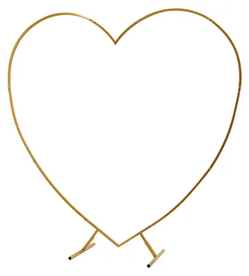 Image de Arche en forme de cœur pour décorations de mariage - Support métallique - Acier au carbone - 2 x 2,1 m - Pour la photographie et la décoration de fêtes - Or