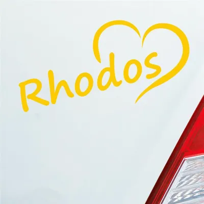 Produktbild von Auto Aufkleber Rhodos Herz Stadt Insel Island Liebe Love 16,5x8 cm Gelb Sticker Heckscheibenaufkleber