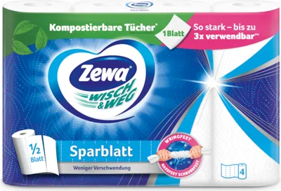 Zdjęcie produktu dla Zewa Wisch und Weg arkusz kuchenny ekonomiczny mocny i odporny na rozdarcia 4x74 arkusze