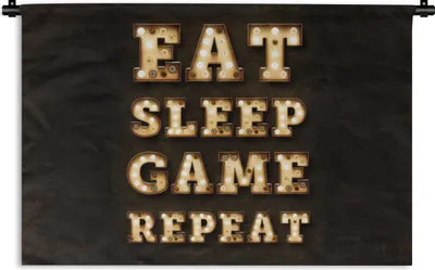 Produktbild von MuchoWow® Wandteppich Wandbehang Spiele - Spiele - Zitate - Sprichwörter - Eat sleep game repeat 120x80 cm Tapisserie Dekoration Wandtuch - Wanddekorationen - Wandtücher