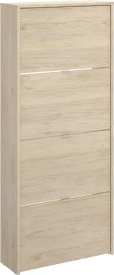 Produktbild von Schuhregal Dmurie, platzsparendes Schuhregal für den Eingangsbereich, Schuhschrank mit 4 Klapptüren, 61 x 25 x 149 cm, Eiche