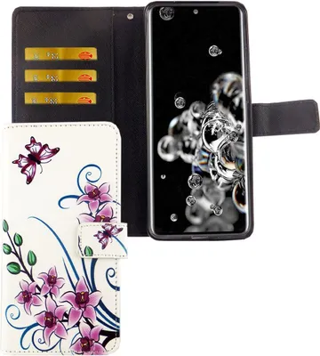Produktbild von Samsung Galaxy S20 Ultra Tasche Handy Hülle Schutz-Cover Flip-Case mit Kartenfach Lotusblume