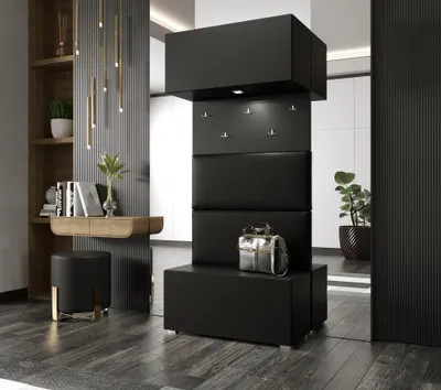Obrázok produktu pre Furnitech GF77 predsieňový nábytok šatníková skriňa skriňa na topánky predsieňový nábytok set zrkadlo matné (LED modrá, GF77-21B-M1)