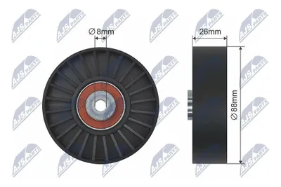 Produktbild von NTY RNK-RE-025 Spannrolle Keilrippenriemen 88mm für VOLVO V70 I (875, 876) für RENAULT LAGUNA I (B56, 556)