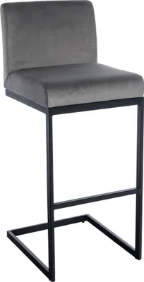 Produktbild von Barhocker GANOR - Samt Grau 43x53x104 cm | Barstuhl Mit Lehne Tresenhocker Tresenstuhl Kneipenhocker Kneipenstuhl