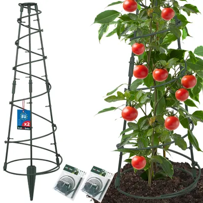 Image de KOTARBAU® Lot de 2 tuteurs modulaires ⌀25 cm, forme conique, hauteur 60 cm. Treillis pour plantes grimpantes et légumes, tuteur pour tomates. Tuteur en plastique.