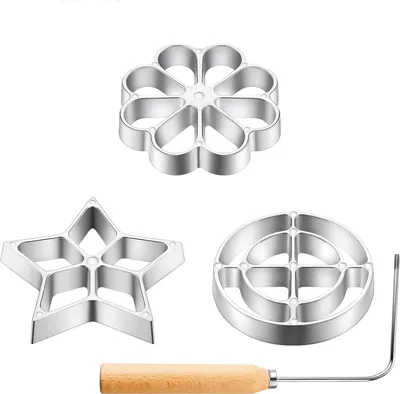 Produktbild von 4er-Set Rosettenwaffel Form, Rosettenwaffel-Eisen Schmalzgebäck Rosetten Waffeleisen
