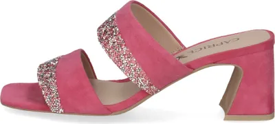 Produktbild von Caprice Damen elegante Pantolette Leder Blockabsatz Glitzer Karreé 9-27209-42, Größe:38 EU, Farbe:Pink