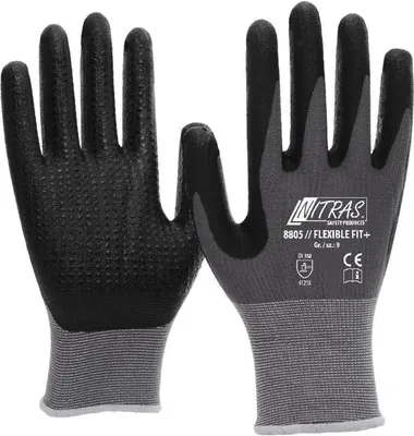 Produktbild von Arbeitshandschuhe | 12 Paar Nitras Flexible Fit + Strickhandschuhe | Gr. 8