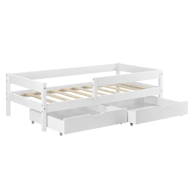 Imagen del producto de Cuna And OutdoorMatch Jazmyne, con protección anticaídas y 2 cajones, de 90 x 200 cm, color blanco, fabricada en madera de pino y aglomerado, apta para niñas y niños