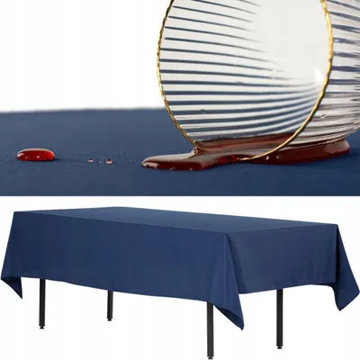 Produktbild von Fleckenabweisender Rechteckiger Tischdecke Aus Dickem Polyester 280 X 170 Cm, Marineblau