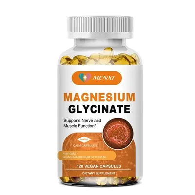 Image de Magnesium Glycinate 400mg (120 capsules) Complément alimentaire, nerfs, muscles, articulations, os, cœur, sommeil, stress, digestion, cerveau