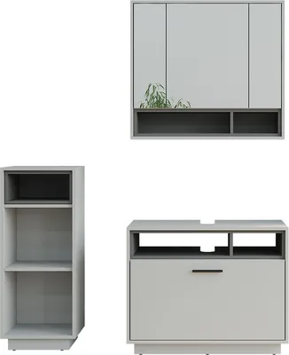 Produktbild von Badmöbel-Set Vicco Beatrice Grau/Anthrazit 3 Teile mit Midischrank, Model 55792